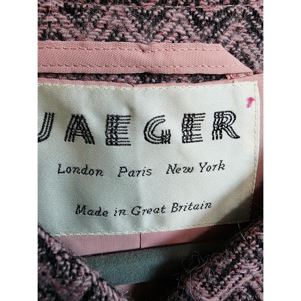 Jaeger 8 Vintage Women's Pink Chevron Blazer Jacket Great Britain Wool‎ Mohair - Picture 8 of 13